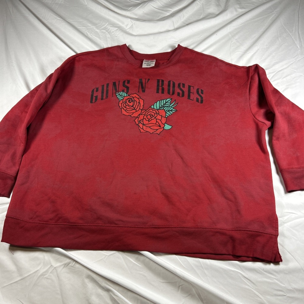 Womens Plus Red Tie Dye Guns N Roses Rocker Sweatshirt Sweat Shirt 2X 20W 22W